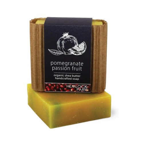 Hemlock Park Moisturizing Organic Shea Butter Bar Soap | Naturally Nourishes Skin with Coconut Oil & Olive Oil | Handcrafted in USA ( Pomegranate Passion Fruit )