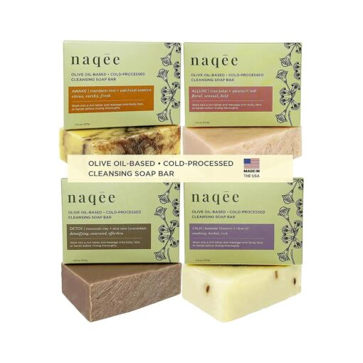 Bar Soap Variety Pack For Sensitive Skin - Patchouli Orange, Lavender, Rose, Unscented with Aloe Vera - Made With Organic Ingredients Shea Butter, Olive Oil & Organic Coconut Oil