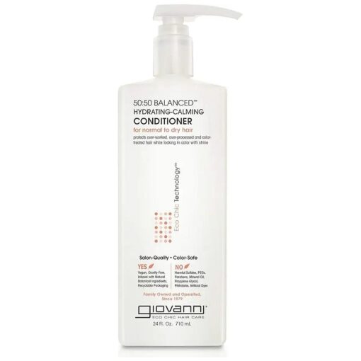 GIOVANNI ECO CHIC 50:50 Balanced Hydrating Calming Conditioner - Leaves Hair pH Balanced, Ideal for Over-Processed, Environmentally Stressed Hair, No Parabens, Color Safe, Sulfate Free - 24 oz