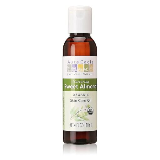 Aura Cacia Organic Sweet Almond Oil | GC/MS Tested for Purity | 118ml ( 4 fl, oz, )