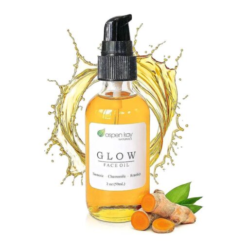 Glow - Turmeric & Rosehip Face Oil, Natural & Organic Face Moisturizer with Turmeric and Chamomile - Facial Serum - 2 oz