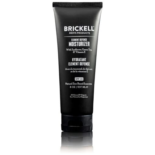 Brickell Men 's Element Defense Moisturizer with SPF45 for Men, Natural & Organic, Zinc SPF45 Sunscreen, Hydrates and Protects Skin Against UVA/UVB Rays, 8 Ounce, Unscented