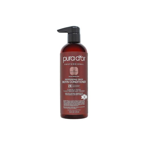 PURA D'OR Professional Grade Biotin Conditioner For Thinning Hair, Clinically Proven Anti-Thinning Hair Care, 2X Concentrated DHT Blocker Hair Thickening Products For Women & Men, 16oz ( Label varies )