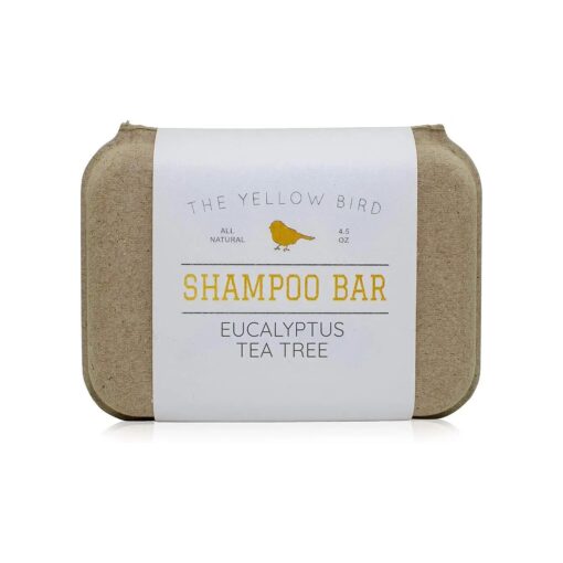 The Yellow Bird Eucalyptus Tea Tree Shampoo Bar, All Natural & Organic Ingredients, Sulfate Free, Detergent Free, Color Safe, and Silicone Free, Vegan, Plastic Free, Zero Waste Shampoo Soap