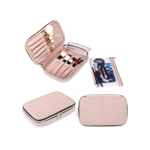 Yarwo Travel Makeup Brushes Bag, Portable Cosmetic Bag for Makeup Brushes ( up to 9.4" ) and Cosmetic Essentials, Dusty Rose ( BAG ONLY, PATENTED DESIGN )