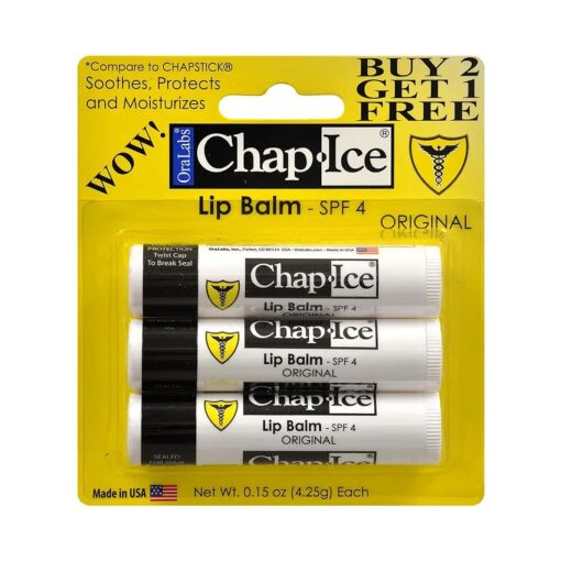 Chap-Ice SPF 4 Premium Lip Balm, Original, 3 pack