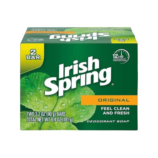 Irish Spring Original Deodorant Bar Soap, 3.20 oz bars, 2 ea