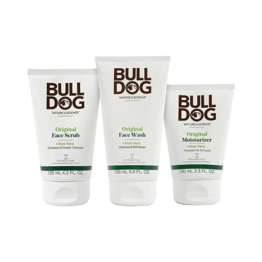 Bulldog Mens Skincare and Grooming Original Full Face Kit with Moisturizer, Face Wash & Face Scrub