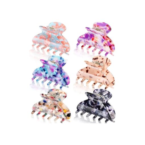 6 Pieces Medium Hair Claw Clips for Thin Hair 2.6 Inch Tortoise Shell Hair Clip Banana Clips Jaw Clips French Style Barrettes hair Clip Accessories for Women Girls ( Cute Patterns )