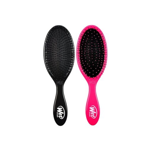 Wet Brush Original Detangler Hair Brush - Pink and Black ( Pack of 2 ) - Exclusive Ultra-soft IntelliFlex Bristles - Glide Through Tangles With Ease For All Hair Types - For Women, Men, Wet And Dry Hair