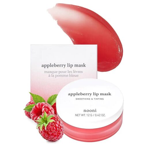 NOONI Appleberry Lip Mask with Shea Butter and Vitamins | Korean Overnight Sleeping Lip Mask, Hydrating Lip Butter, Exfoliator for Dry Cracked Lips, Tinted Vegan Lip Repair Treatment, 0.42 oz .