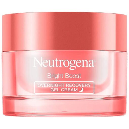 Neutrogena Bright Boost Overnight Recovery Gel Cream with Neoglucosamine, Brightening Nighttime Moisturizer, Oil-Free & Non-Comedogenic, 1.7 oz