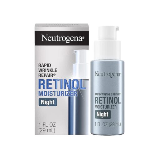 Neutrogena Retinol Face Moisturizer Cream, Rapid Wrinkle Repair, Anti-Wrinkle Night Moisturizer Cream, Anti-Wrinkle Face & Neck Cream Moisturizer with Hyaluronic Acid & Retinol, Paraben-Free, 1 fl, oz