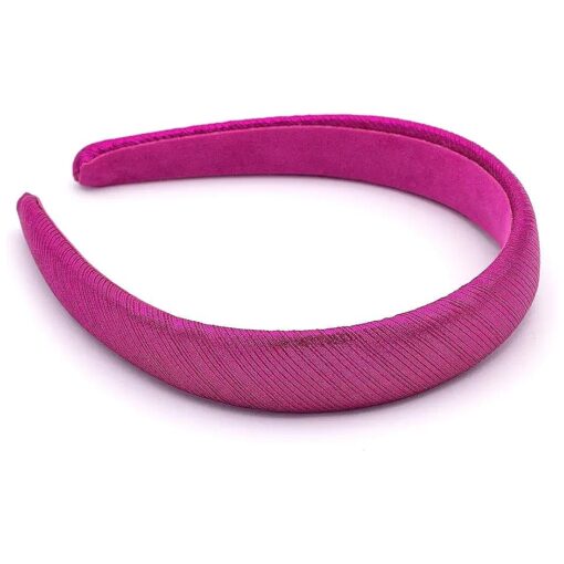 Wide Padded Headband for Women ( 1" Fuschia Pink Metallic )