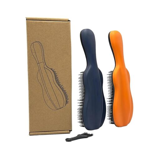 WYNK Hair Brush Detangler for Adults & Kids, Detangling Comb Hair Styling Tools & Appliances for Natural/Wavy/Curly/Coily/Wet/Dry/Oil/Thick/Straight/Long Hair ( 2 Pack, Dark Blue + Orange )