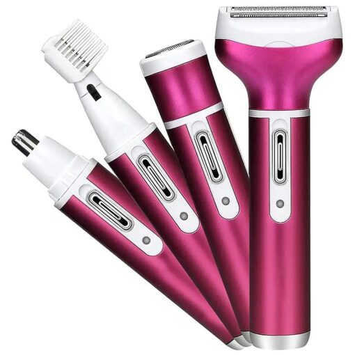 Women Bikini Trimmer, 4 in 1 Woman Electric Shaver, Rechargeable Epilator Lady Hair Painless Shaver for Bikini Area/Nose/Armpit/Eyebrow/Facial