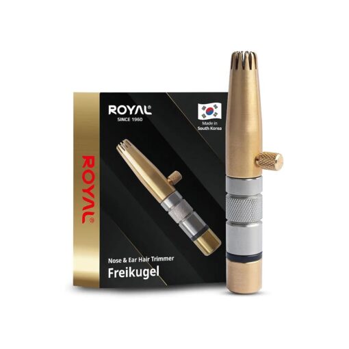 ROYAL [ Made in Korea ] Premium Nose Hair Trimmer for Men Freikugel, Manual, Battery-Free, Brass & Stainless Steel, Waterproof, Painless with a Patented Mechanism ET-32