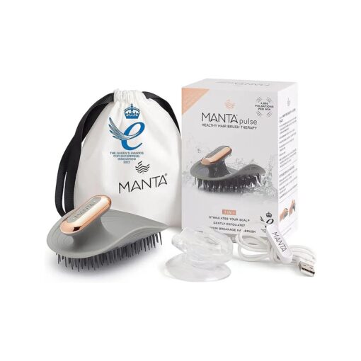 MANTA Pulse Electric Scalp Massager Shampoo Brush & Holder, Promotes Healthy Hair Growth, Scalp Scrubber, Hair Massager Head Exfoliator, Use Dry or Wet, Exfoliating Waterproof Shower Hair Washing