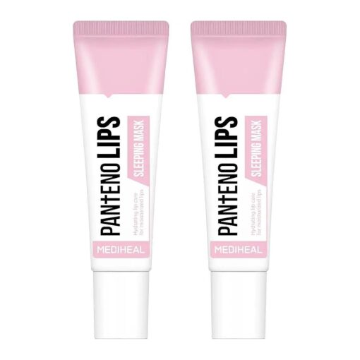 MEDIHEAL Pantenolips Sleeping Mask 2 Pack Light-weighted Colorless Gel Type - Panthenol, Shea Butter, Vitamin E, Berry Extract