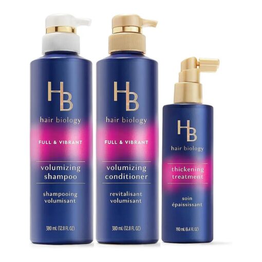 Hair Biology Volumizing Shampoo, Volumizing Conditioner & Hair Thickening Treatment, Full & Vibrant Collection, Paraben Free