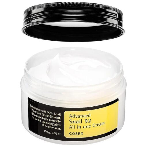 COSRX Snail Mucin 92 % Repair Cream, Daily Face Gel Moisturizer for Dry Skin, Acne-prone, Sensitive Skin, Not Tested on Animals, No Parabens, Korean Skincare ( 3.52 Fl Oz ( Pack of 1 ) )