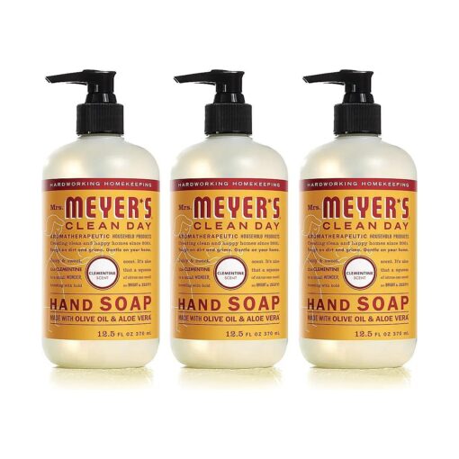 MRS. MEYER 'S CLEAN DAY Hand Soap, Clementine, Made with Essential Oils, 12.5 oz - Pack of 3