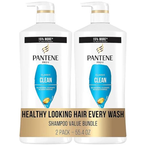 Pantene Shampoo Twin Pack with Hair Treatment, Classic Clean,55.9 fluid ounces