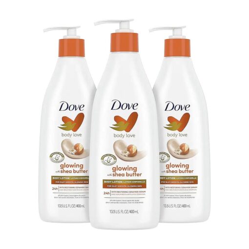 Dove Body Love Pampering Body Lotion Shea Butter Pack of 3 for Silky, Smooth Skin Softens & Smoothes Dry Skin 13.5oz