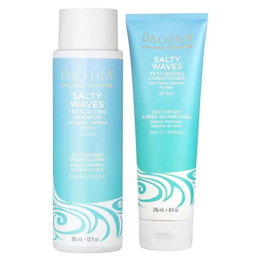 Pacifica Beauty Salty Waves Texturizing Shampoo + Texturizing Conditioner | For All Hair Types | Perfect and Effortless Beach Hair | 100 % Vegan & Cruelty Free | Sulfate + Paraben Free