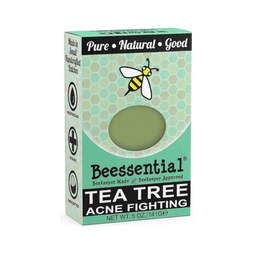 Beessential All Natural Tea Tree Small Batch Bar Soap - Great for Men, Women, and Children - Paraben Free - Made in the USA - 5 Oz .