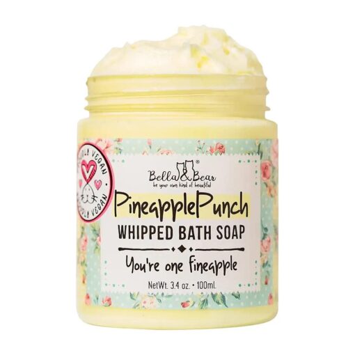 Bella & Bear Pineapple Whipped Soap - Paraben Free - Cruelty-Free Vegan Body Wash And Shave Cream, ( 3.4 oz )