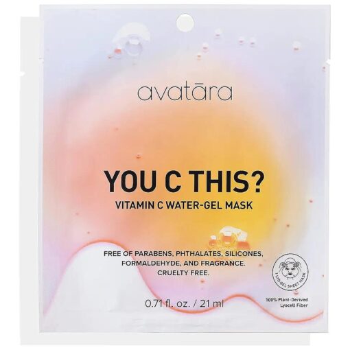 Avatara - You C This ? Vitamin C Water-Gel Mask, Hydrating Mask, Sheet masks with Niacinamide and Hyaluronic Acid, Facial Mask Made with Natural Fibers, Paraben-Free Vitamin C Face Mask, 0.71 fl.oz