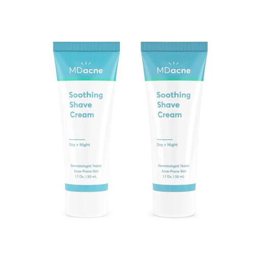 MDacne Shaving Cream for Acne-Prone Skin, 2-Pack - Oil-Free, Eliminates Razor Burn, Cuts & Infections - Reduce Skin Irritation & Prevent Shave Bumps & Nicks - Vegan, Paraben-Free & Cruelty-Free