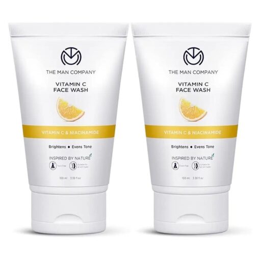 The Man Company Skin Brightening Vitamin C Face Wash with Turmeric and Moringa Paraben & SLS Free ( 100 ml ( Pack of 2 ) )