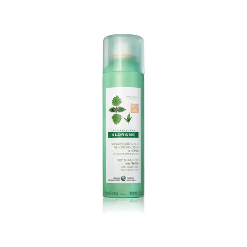 Klorane Dry Shampoo with Nettle, Natural Tint for Brunettes, for Oily Hair and Scalp, Regulates Oil Production, Paraben & Sulfate-Free