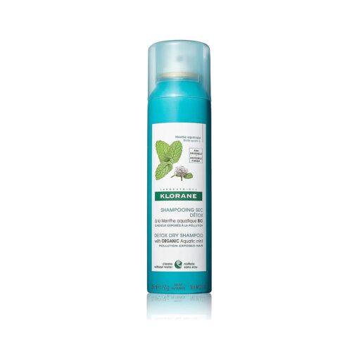 Klorane Detox Dry Shampoo with Aquatic Mint, All Hair Types, Invisible Finish, Cooling, Paraben & Sulfate-Free