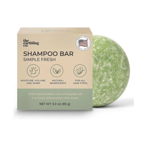 The Earthling Co. Shampoo Bar - Promote Hair Growth, Strengthen & Volumize All Hair Types - Paraben & Sulfate Free formula with Natural, Vegan Ingredients for Dry Hair ( Simple Fresh, 3 oz )