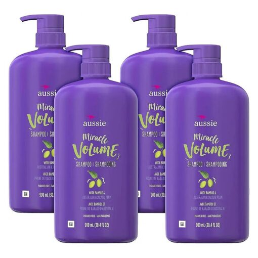 Aussie For Fine Hair Paraben-free Miracle Volume Shampoo With Plum & Bamboo, 30.4 Fl Oz ( Pack of 4 )