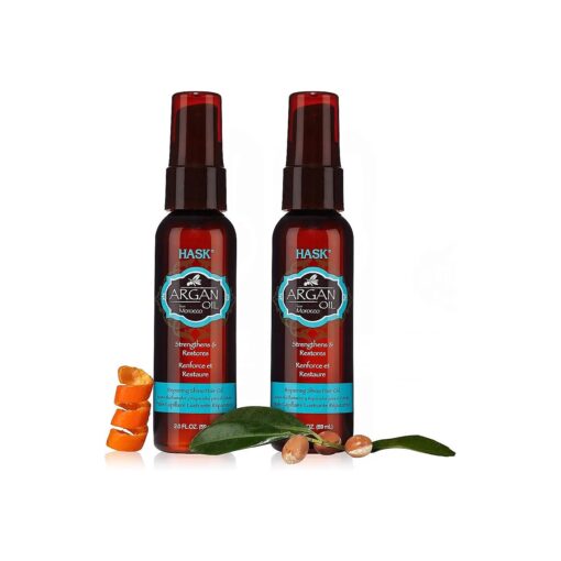 HASK ARGAN Repairing Hair Oil Vials for shine and frizz control for all hair types, color safe, gluten free, sulfate free, paraben free - 2 Hair Oil Pumps