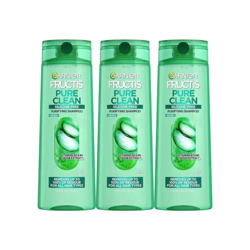 Garnier Fructis Pure Clean Purifying Shampoo, Silicone-Free, 12.5 Fl Oz, 3 Count ( Packaging May Vary )