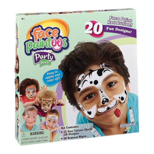 Face Paintoos - Party Pack - Face Design for a Face Paint Alternative for Kids Ages 4+