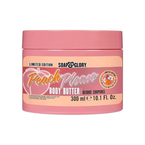 Soap & Glory Peach Please Body Butter - Peach Blossom Body Cream Formulated with Coconut Butter, Vitamin E & Shea Butter - Rich Moisturizing Cream for Dry Skin ( 300ml )