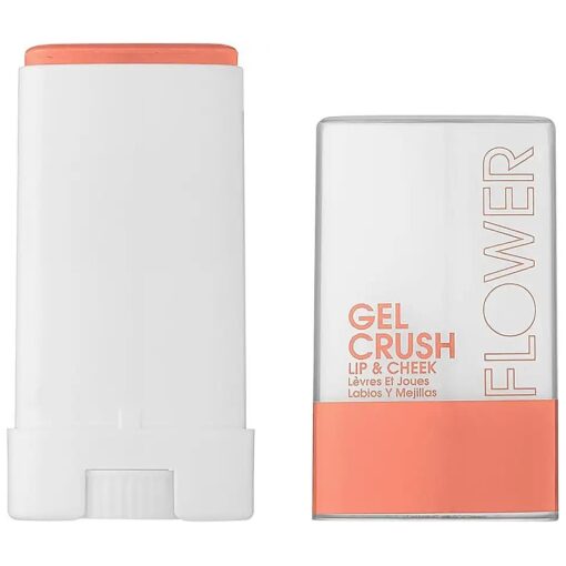 FLOWER BEAUTY By Drew Barrymore Lip & Cheek Gel Crush - Cream Blush and Lips Tint in One Portable Multistick - Hydrating Burst of Color ( Peach Crush )