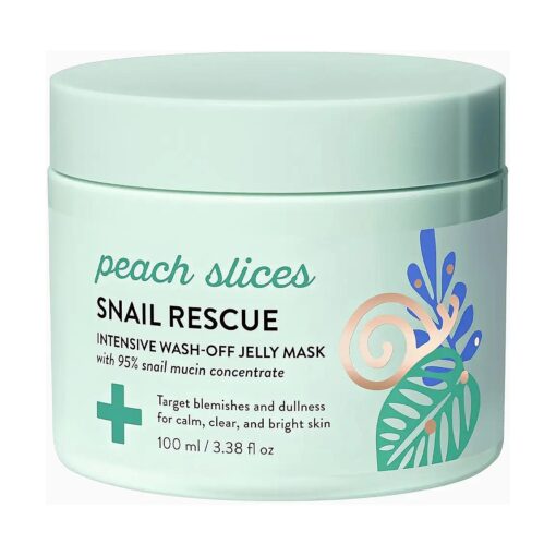 Peach Slices | Snail Rescue Intensive Treatment Wash-Off Face Mask | 95 % Snail Mucin | For Dark Spots & Blemishes | Refreshing & Calming Mask | Clear, Radiant, & Hydrated Skin | Skin Care | 3.38 oz