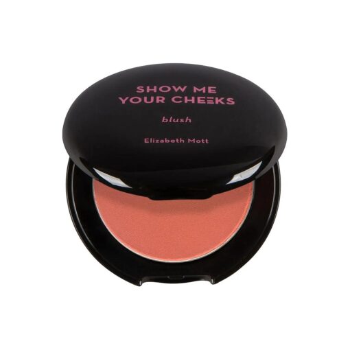 Elizabeth Mott Natural Pink Blush Makeup - Show Me Your Cheeks Blush Natural Glow - Cruelty Free - Buildable & Blendable Cheek Blush with a Light Shimmer - Compact Blusher, Peach Pink