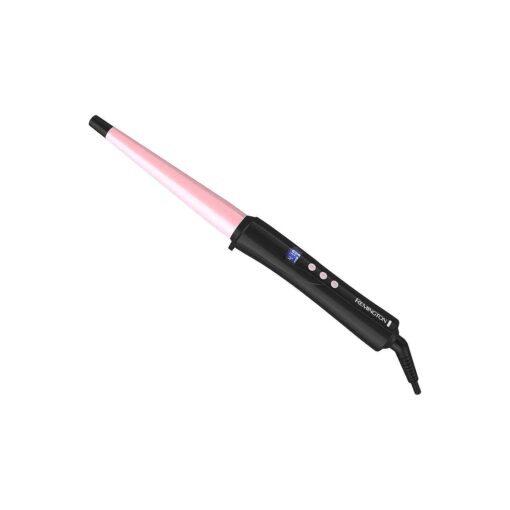 REMINGTON Pro Pearl Ceramic Conical Curling Wand, Digital Controls + 10 Heat Settings, Black/Pink, CI95AC4