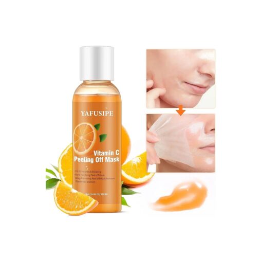 Peel Off Face Mask Vitamin C Peel Off Mask, Blackhead Mask Peel Off Gentle Exfoliating Mask Blackhead Remover Mask, Poreless Deep Cleanse Mask Hand Mask for Brightening Face Arms Neck -100ML/3.4 FLOZ