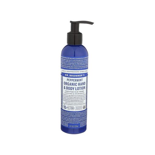 Dr. Bronner 's & All-One Organic Lotion for Hands & Body, Peppermint, 8-Ounce Pump Bottle