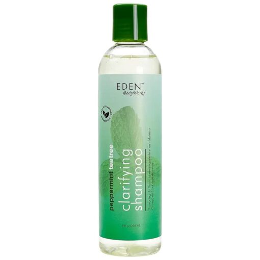 EDEN BodyWorks Peppermint Tea Tree Clear Clarifying Shampoo for Oily Hair, Dry Hair, Curly Hair - Scalp Cleansing Shampoo for Build Up & Dandruff - Paraben & Sulfate Free - 8 oz .