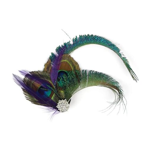 Fascinator Peacock Feather Hair Clips Flapper Headband Art Deco 20 's Accessories for Women